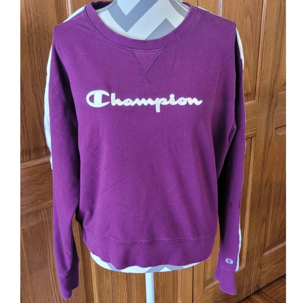 Champion DEEP PURPLE Logo Heritage Crew Sweatshirt Women's Large